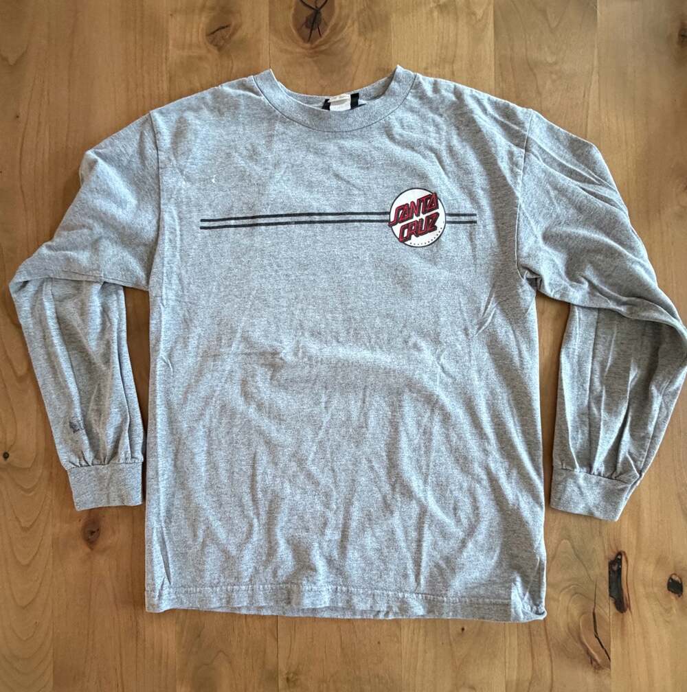 Santa Cruz Skateboards Classic Dot Logo Long Sleeve Grey T-Shirt